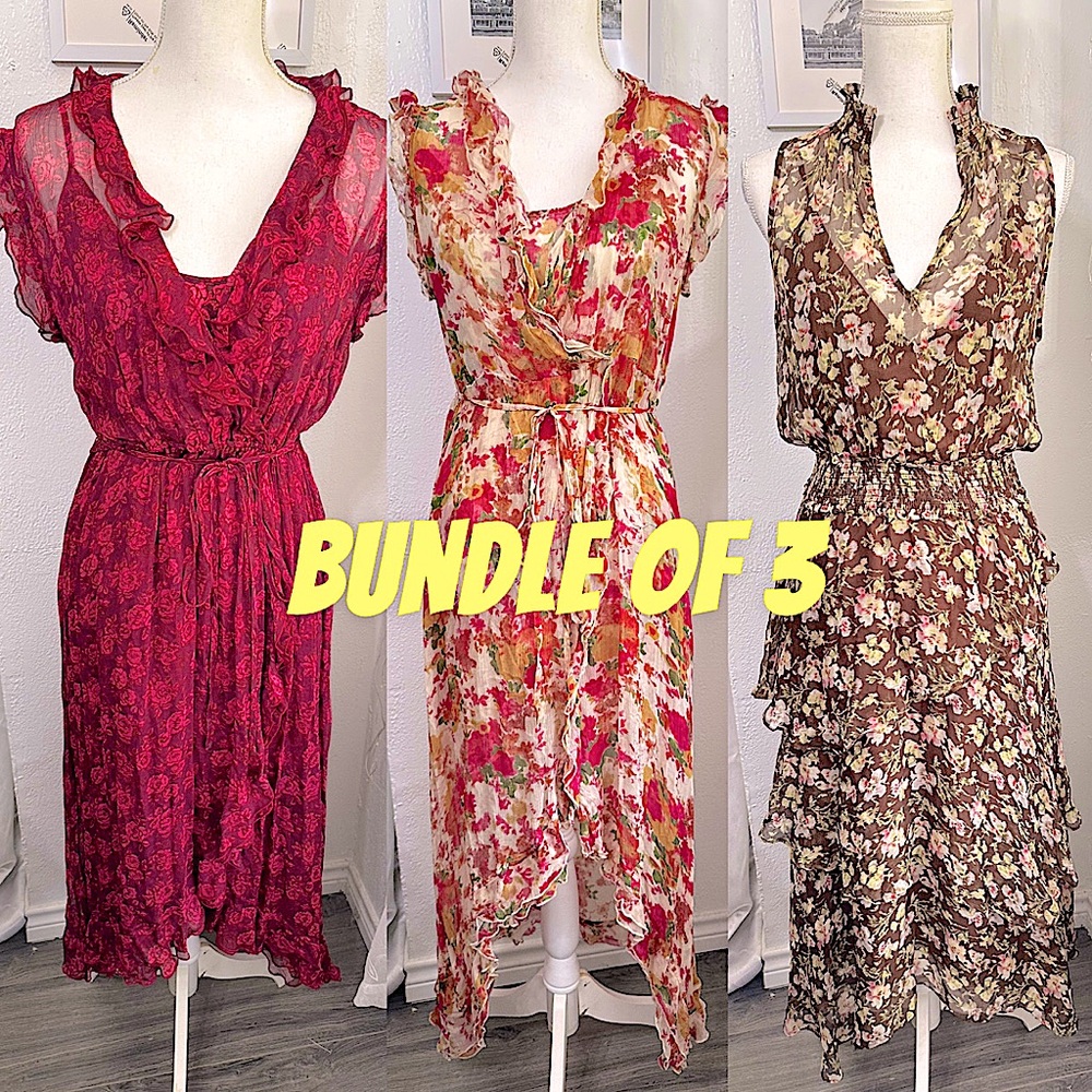 RARE ✨ Sundance red Blooms Dress Rose Garden Party dress size Petite Small - Picture 1 of 16